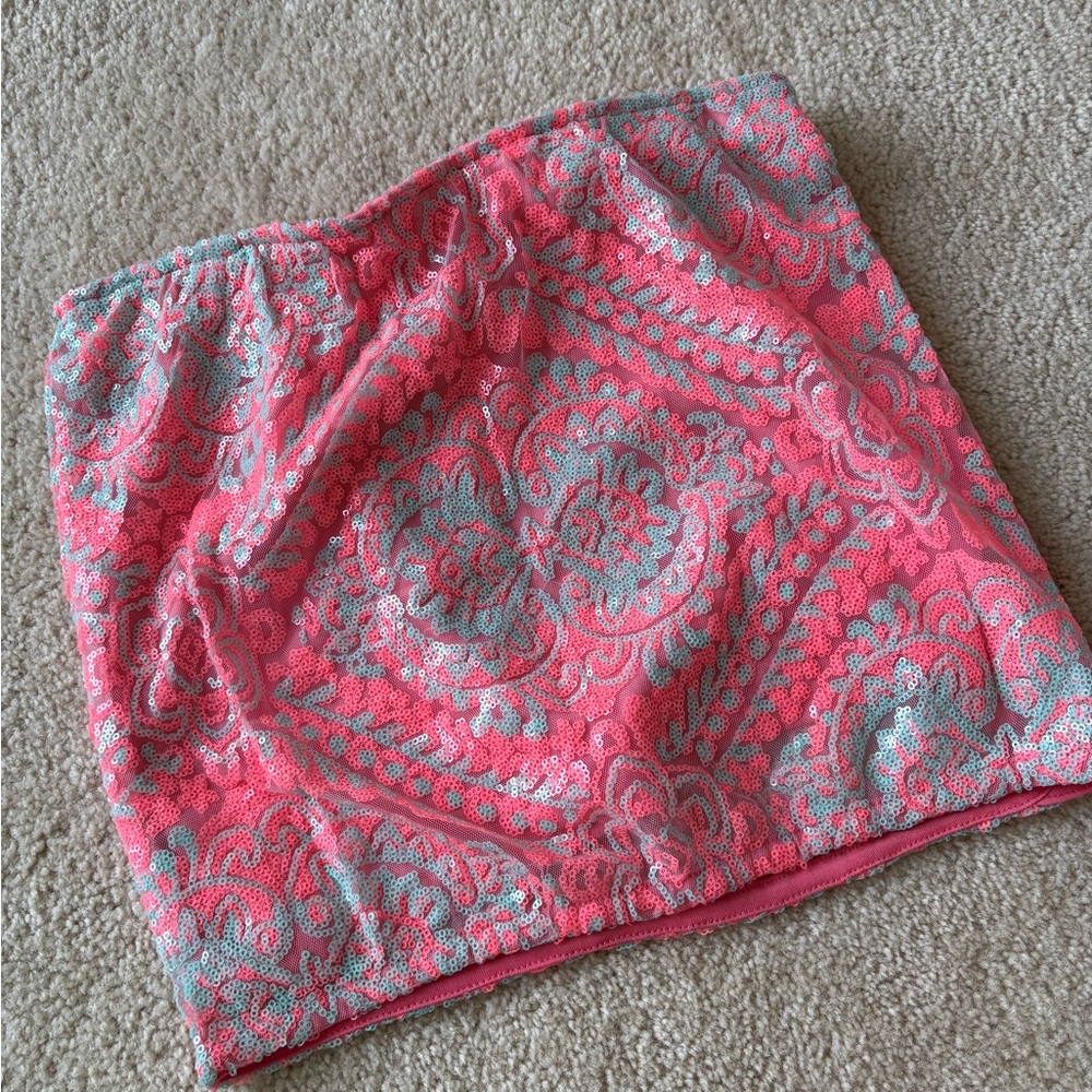 Pink and Gray sequin Mini Skirt